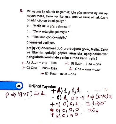 Orijinal Yayınları 9.sınıf matematik soru bankası mantık konusu ...