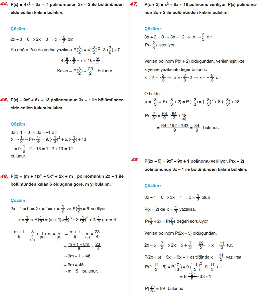 polinomlar soru cozum matematik kitap cozumleri matematik kalesi