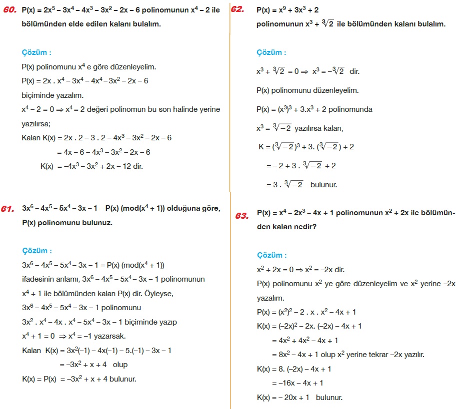 polinomlar soru cozum matematik kitap cozumleri matematik kalesi