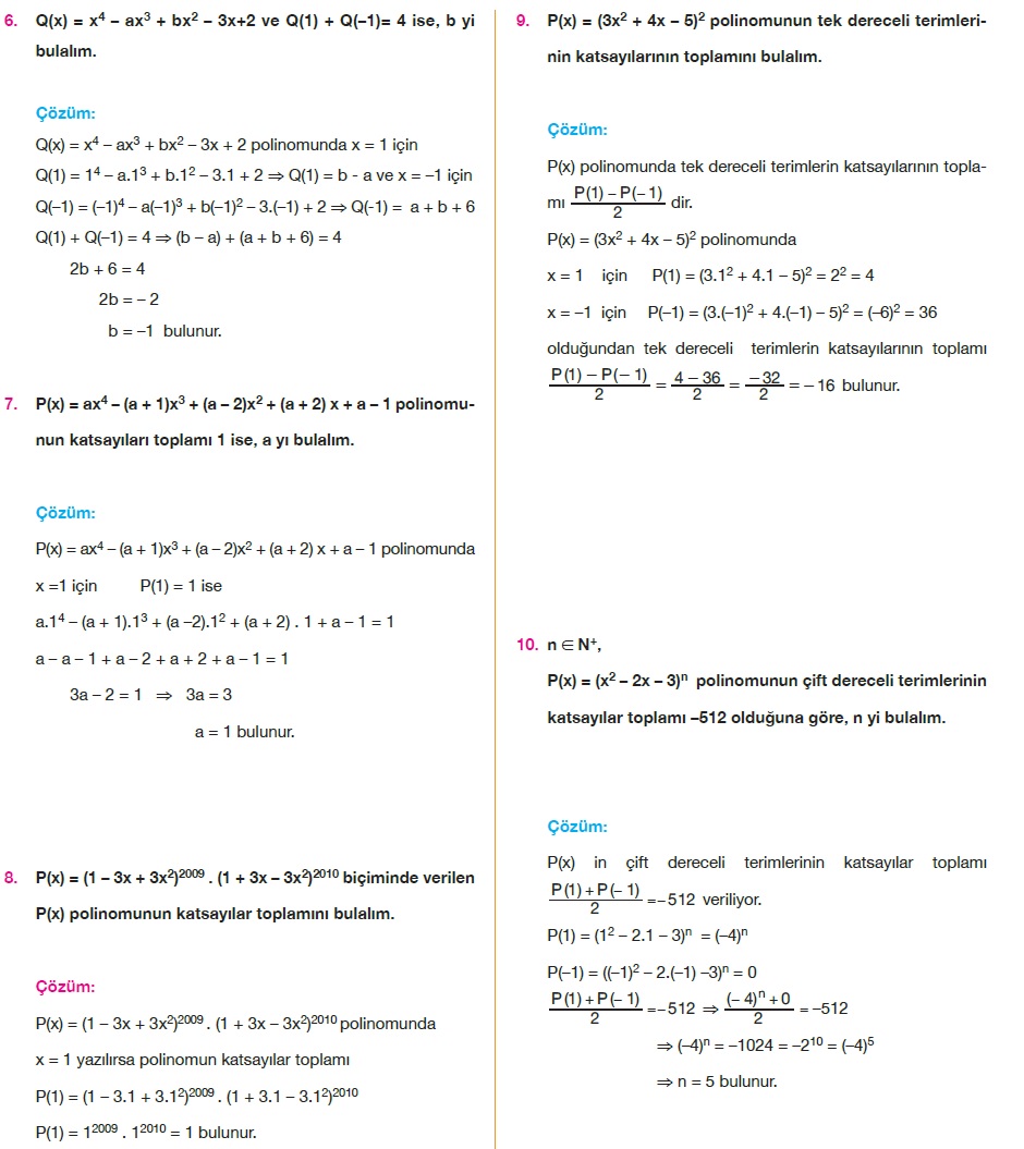 polinomlar soru cozum matematik kitap cozumleri matematik kalesi