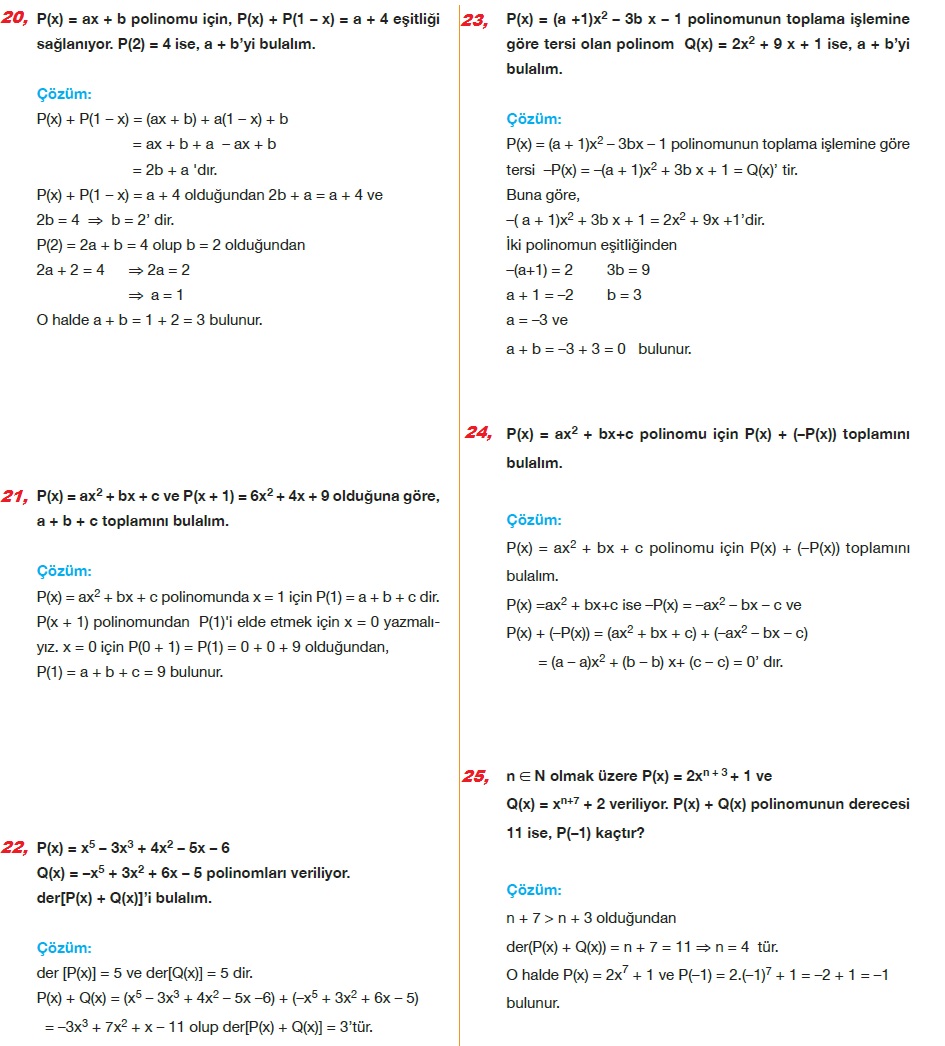 polinomlar soru cozum matematik kitap cozumleri matematik kalesi