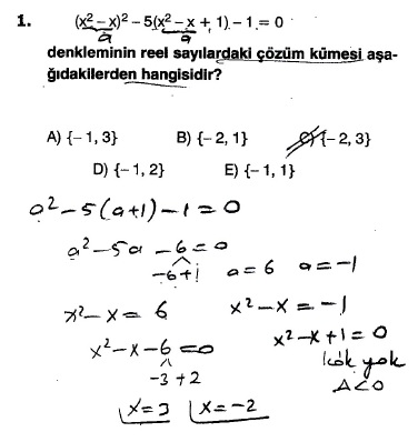 Supara Ayt Matematik Soru Bankasi 2 Dereceden Denklemler Cozumleri Test 3 Matematik Kitap Cozumleri Matematik Kalesi